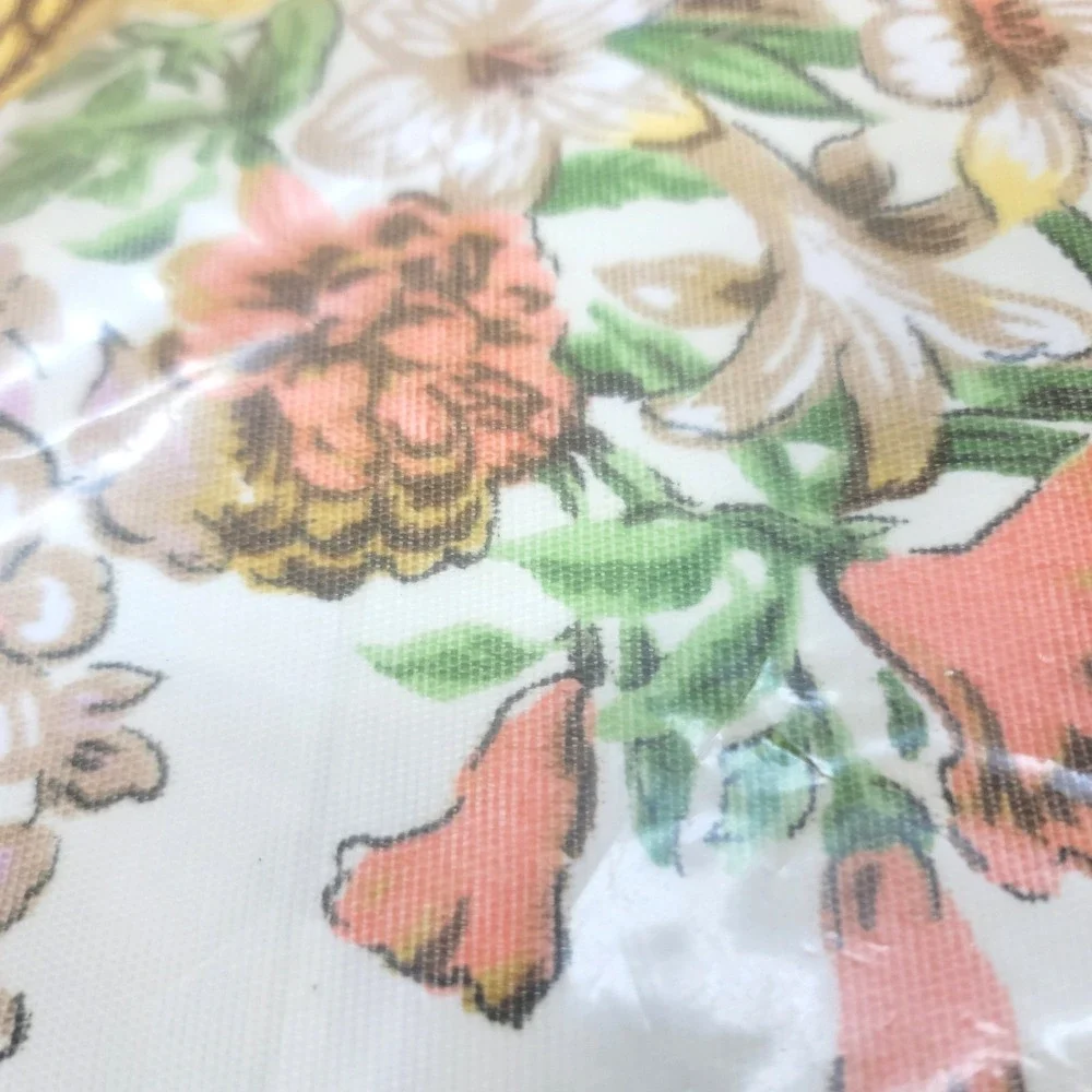 Vtg Diane Floral Insulated Curtains 48x84 White Yellow Rose Connected Pair/Hooks